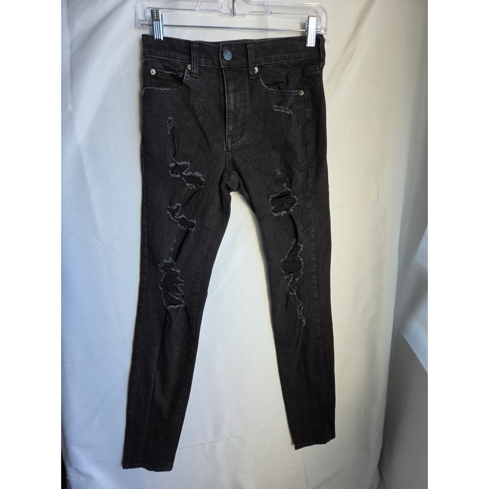 Aeropostale High Rise Jegging Jeans Womens Long Black Dark Slim High Skinny